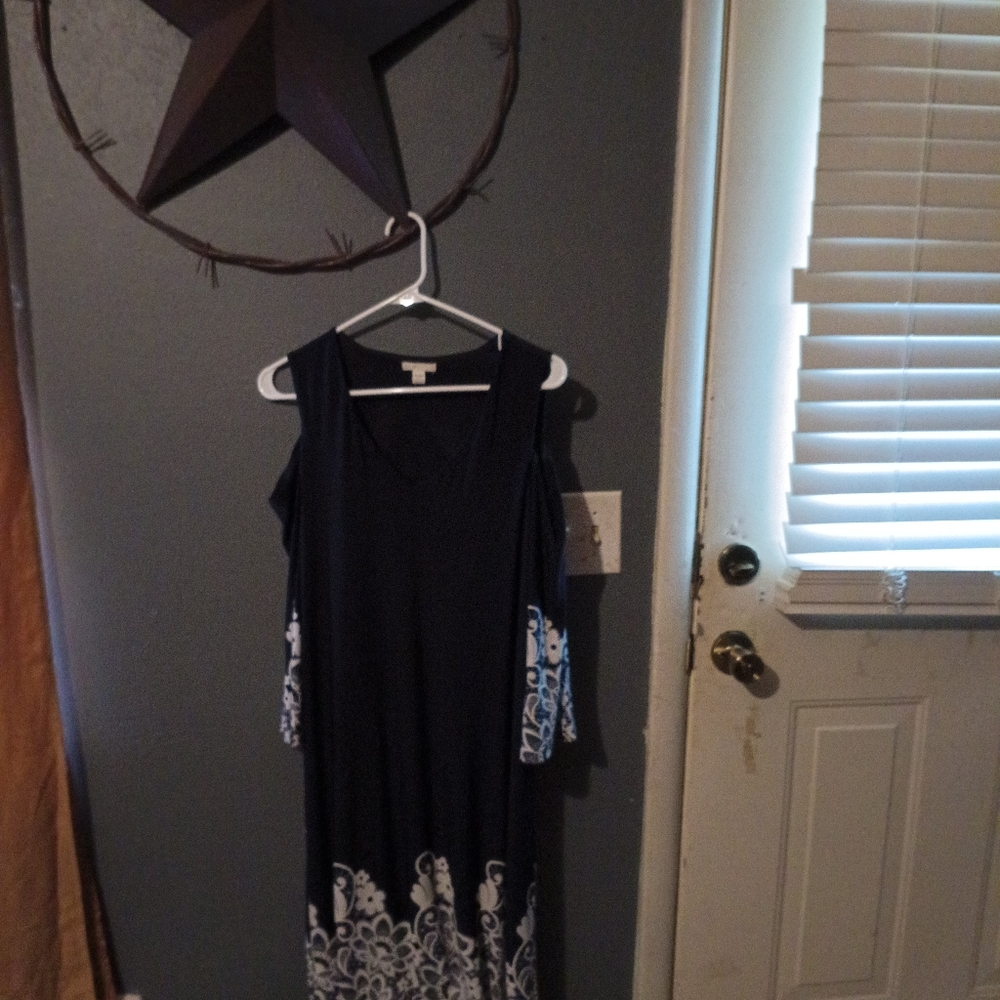 Black Dress with White Floral Hem